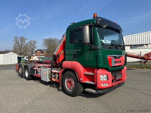 Roll-off tipper truck MAN TGS 26.400 / Hiab XR21S56 / Hiab 144 ES-3 / Funk