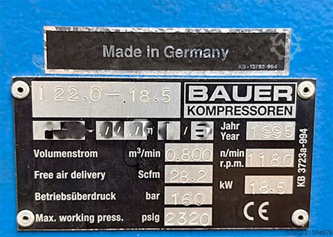 Hochdruckkompressor Bauer I 22.0-18.5