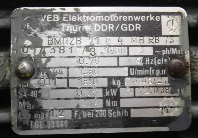 Gear motor 0.75 kW 40 rpm VEB BMRZB71G4MBRB