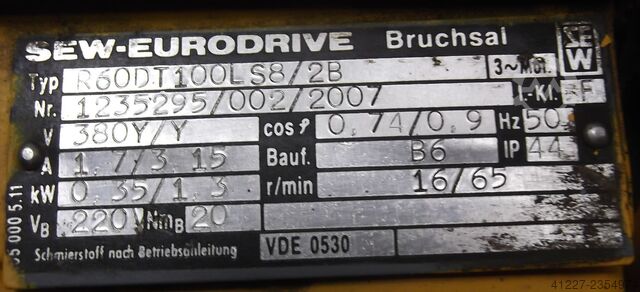 Gear motor 0.35/1.3 kW 16/65 rpm SEW-EURODRIVE R60DT100LS8/2B