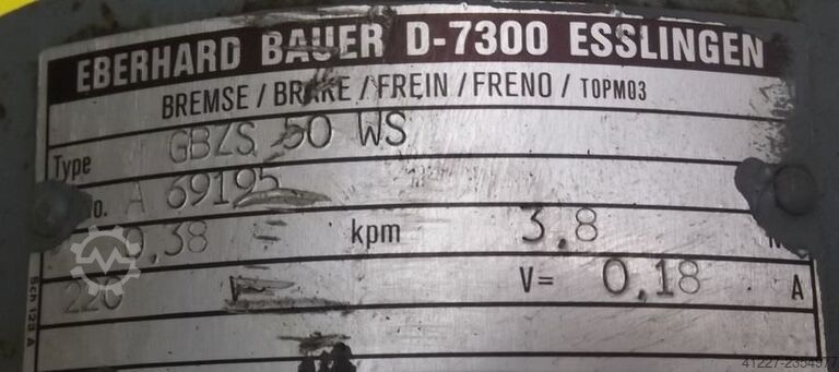 Geared motor 0.55 kW 54 rpm BAUER G12-11/DK84-200
