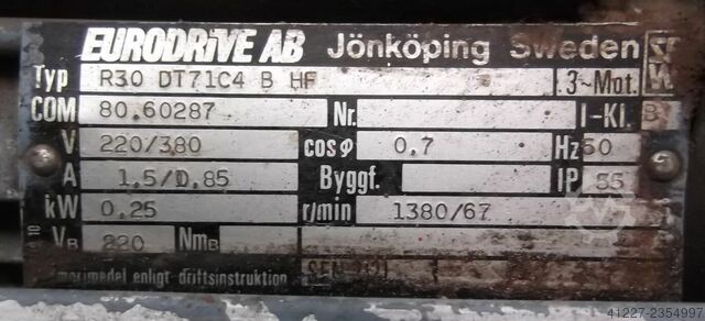 Gear motor 0.25 kW 67 rpm SEW-EURODRIVE R30DT71C4BHF