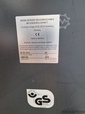 Offset printing press HEIDELBERG XL 75-4+LX YEAR 2019
