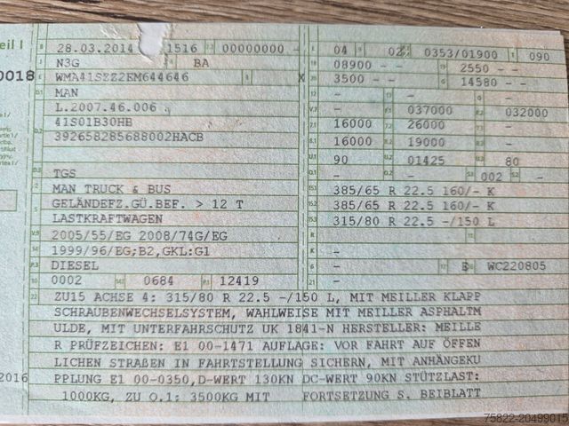 Dreiseitenkipper LKW MAN TGS 35.480 / 8X4 / Meiller Bordmatik