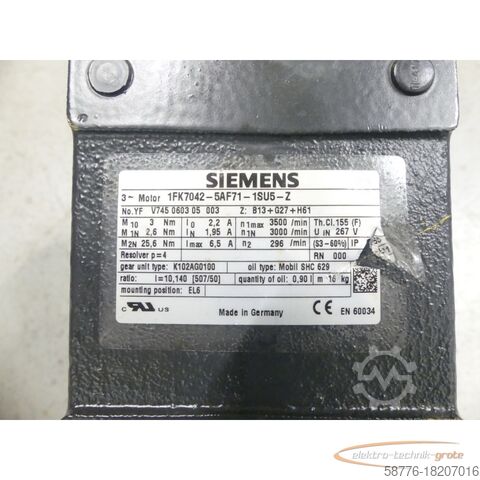Control unit Siemens 1FK7042-5AF71-1SU5 - Z Servomotor SN: YFV745060305003