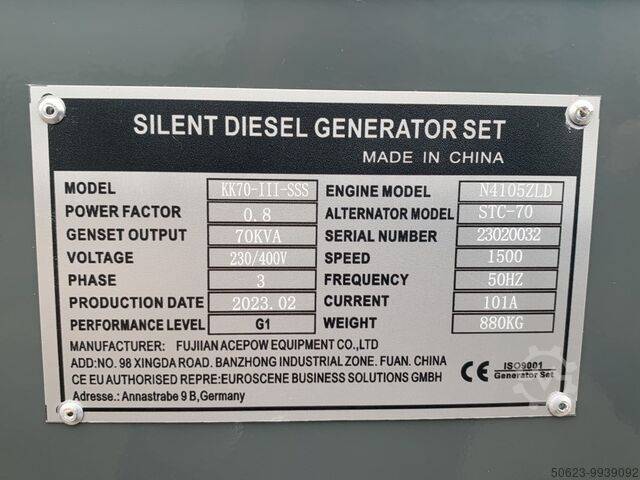 Stromerzeuger Kawakenki KK70-III-SSS