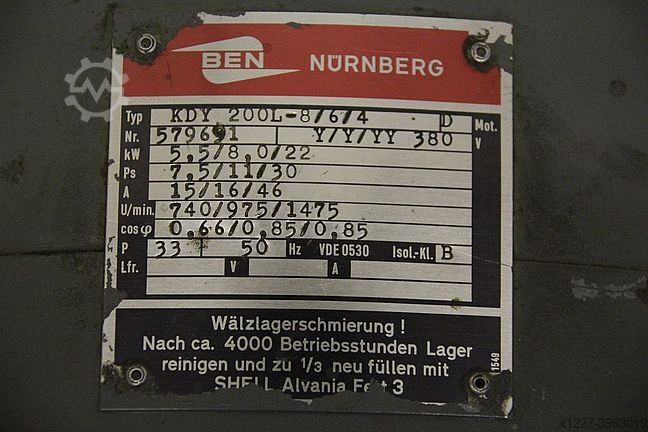 Electric motor 5.5/8/22 kW 740/975/1475 Rpm BEN KDY 200L-8/6/4