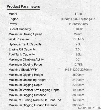 Minibagger RH20 Rhino Motors Bagger 2.0t Rhino Motors RH20