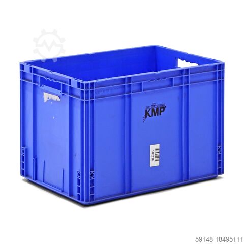 Used Euronorm stacking bins all walls closed + open handles, L: 590, W: 395, H: 420 (mm). Kruizinga 98-431GB-PAL