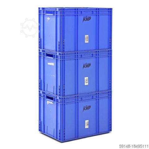 Used Euronorm stacking bins all walls closed + open handles, L: 590, W: 395, H: 420 (mm). Kruizinga 98-431GB-PAL