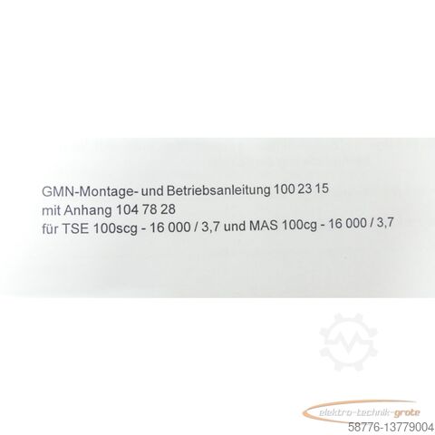 Component GMN TSE 100scg - 16 000 / 3,7 Spindel SP: 16000 Umin.