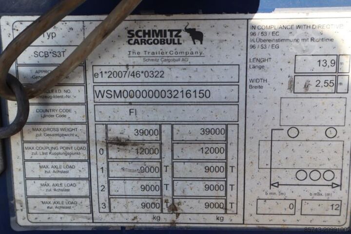 Curtain sided Schmitz Cargobull SCB3ST CoC Documents, TuV Loading Certificate, Dut