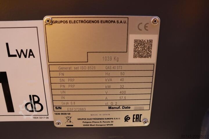 Generator set Atlas Copco QAS 40 ST3 Valid inspection, *Guarantee! Diesel, 4