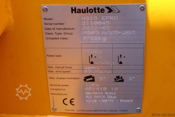 Scissor lift Haulotte HS15EPRO Valid Inspection, *Guarantee! Full Electr