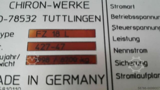 Cnc-Fräszentrum Chiron FZ18L X2000mm 4 axis nikken