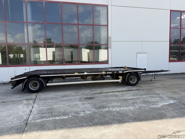 Low loader trailer Hüffermann ISA  2 Achs Abrollanhänger- Tieflader