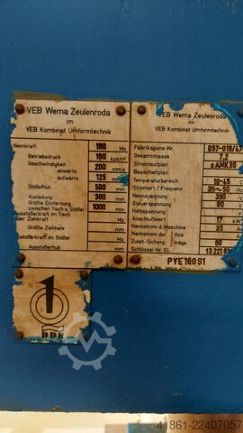 Hydraulic single column press ZEULENRODA PYE 160 S1