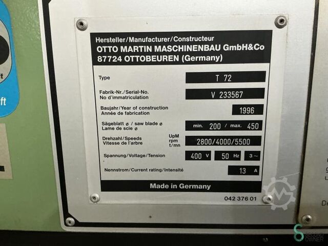 Sliding table saws Martin T 72 - 3,3 1996 Martin T 72 - 3,3