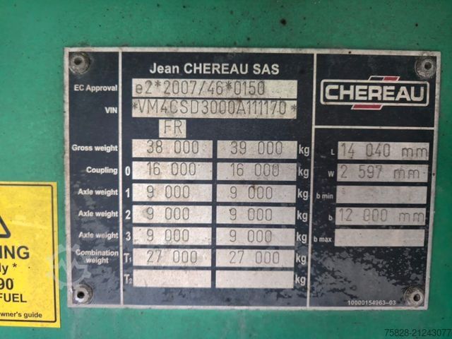 Kühlauflieger CHEREAU / Thermo King SLX 200/ 7 cm WAND / 2,70 Hoch