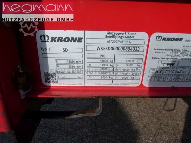 Auflieger mit Pritsche & Plane KRONE SDP 27, , Scheibe, 324.267 km, LASI Code XL, SAF