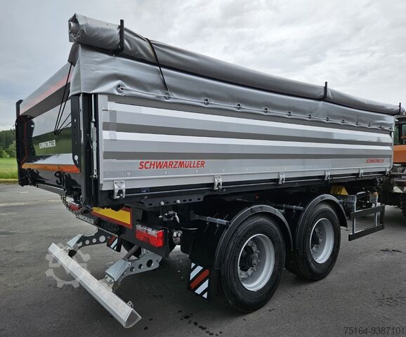 Tipper- three-way Schwarzmüller Tandem-Kippanhänger bündig, Plane, Zurrringe