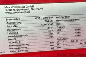 ZWEISTOFFBRENNER /// GASBRENNER WEISHAUPT : GL5-940 kw //, WM-G10 -900 kw //, WM-G10-1000 kw