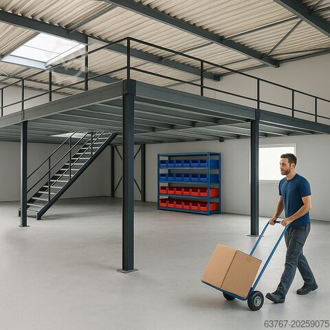 Lagerbühne | Stahlbühne | Mezzanine ab 25m² und größer, Traglast: 500 kg/m² | 5,0 x 5,0 m | Lichte Höhe: 3,0m