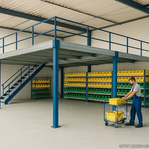 Lagerbühne | Stahlbühne | Mezzanine ab 30 m² und größer, Traglast: 250 kg/m² | 5,0 x 6,0 m | Lichte Höhe: 3,0m
