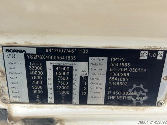 Three-sided tipper truck SCANIA P450 XT ,8X4 MEILLER GESTEINSKIPPER, BORDMATIK,  RETARDER