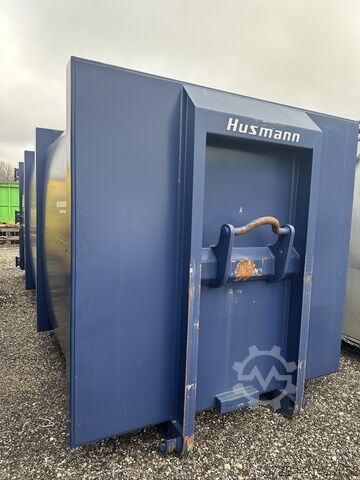 Screw press Husmann with container. screw press for wood, screw press for waste, stationary press Husmann HSP-E-N-V