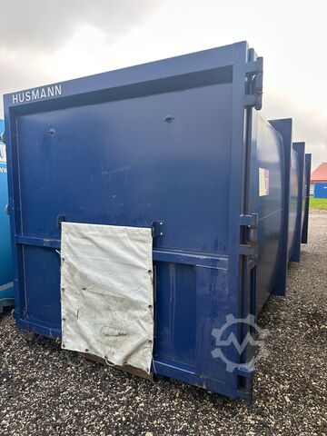 Screw press Husmann with container. screw press for wood, screw press for waste, stationary press Husmann HSP-E-N-V