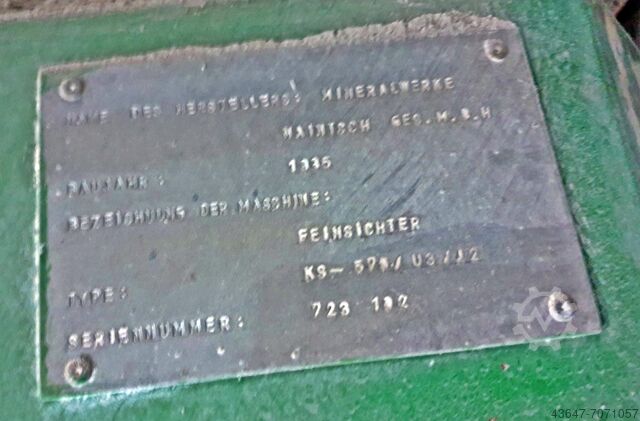 5333 - WIND CLASSIFIER, POWDER SEPARATOR Mineralwerke PZ 250 M4