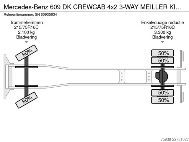 Kipper Mercedes-Benz 609 DK CREWCAB 4x2 3-WAY MEILLER KIPPER (MANUAL...