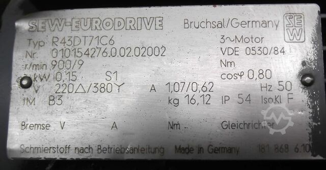 Gear motor 0.15 kW 9 rpm SEW-EURODRIVE R43DT71C6