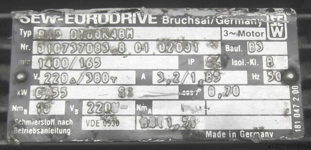 Gear motor 0.55 kW 165 rpm SEW-EURODRIVE R40DT80K4BM