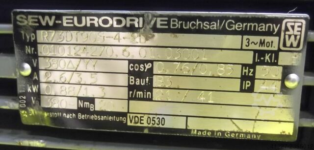 Gear motor 0.88/1.3 kW 21/41 rpm SEW-EURODRIVE R73WD90S-4