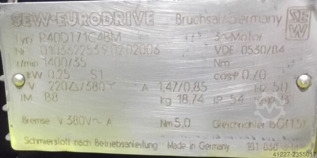 Gear motor 0.25 kW 35 rpm SEW-EURODRIVE R40DT71C4BM