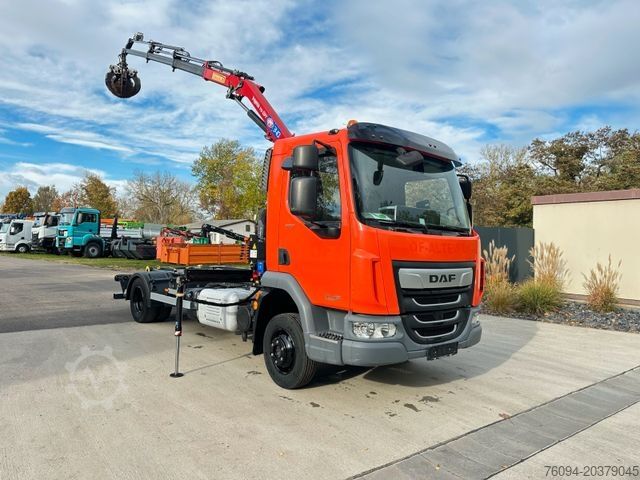 Autokran DAF LF 180 Abrollkipper SCHROTTGREIFER KRAN FUNK AHK