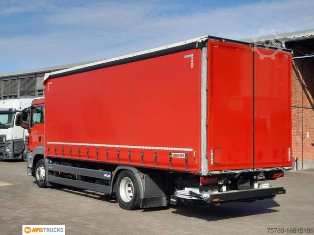 Flatbed truck with tarp MAN 18.360 TGS Schiebeplane Edscha LBW AHK