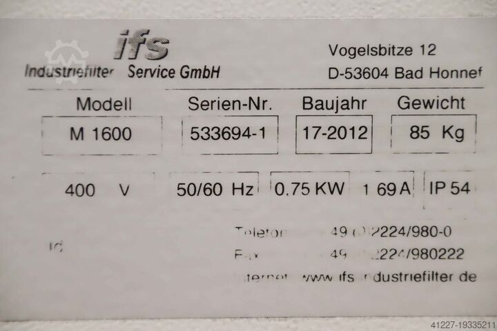 Exhaust air purification system 0.75 kW ifs IF-Vario M 1600