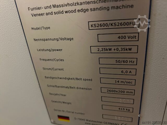 Kantenschleifmaschine Wegoma KS 2600 FU