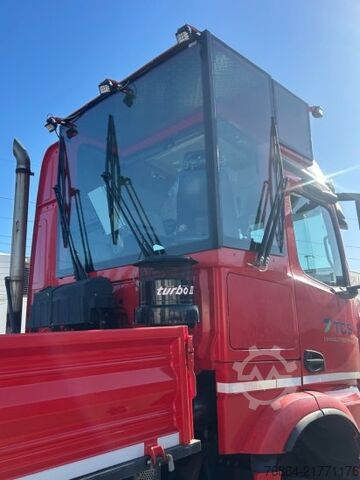 Flatbed truck MERCEDES-BENZ AROCS 3552 ZUR HACKMASCHINENBESCHICKUNG,  EPSILON M100L86