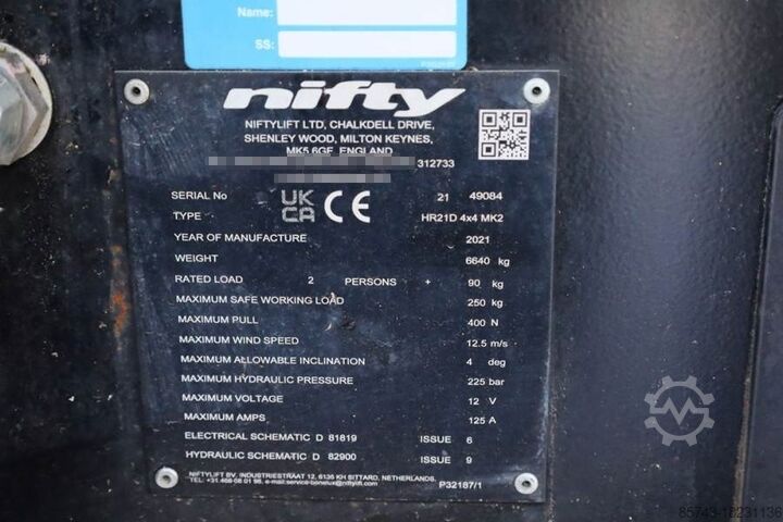 Articulated boom lift Niftylift HR21D 4x4 MK2 Diesel, 4x4 Drive, 21m Working Heigh