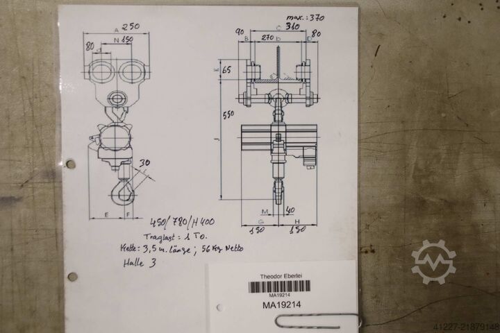 Chain hoist with chassis 1000 kg Abus GM3-S11148