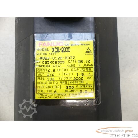 Control unit Fanuc A06B-0126-B077 AC Servo Motor SN: C95XC2399