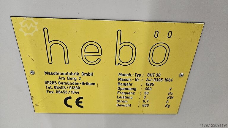 Horizontal bending machine Hebö SHT 30 Hebö SHT 30