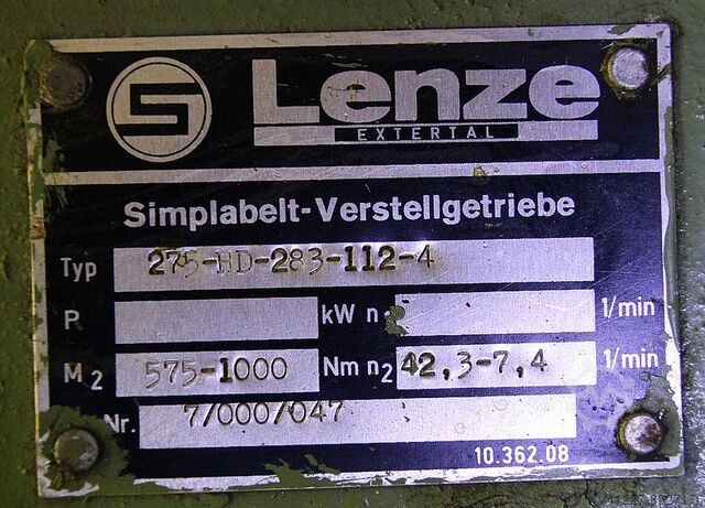 Adjustable gear motor 4 kW 7.4-42.3 rpm Lenze 275-HD-283-112-4