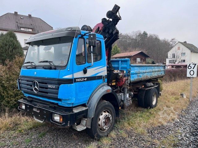Three-sided tipper truck MERCEDES-BENZ 1824 AK 4x4 mit PK 13000 mit Seilwinde-223000km