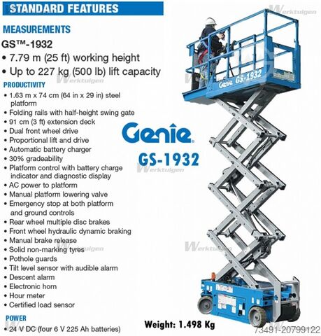 Scherenarbeitsbühne Genie GS1932 ( 7,8m ) BATTERIE NEU