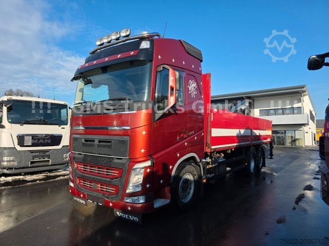 Flatbed truck VOLVO FH 500 / 6X2 / I Shift / Atlas Kran / Lenkachse
